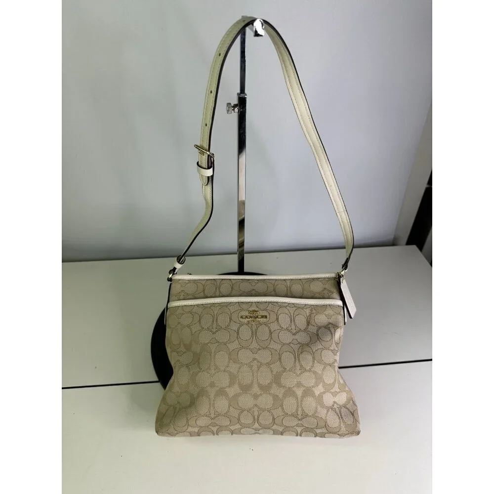 MODIFIED - COACH Signature File Bag Tan/Ivory  F29960